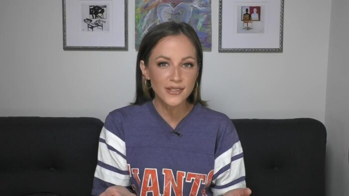 Kay Adams Representing The Giants Through Her T-shirt