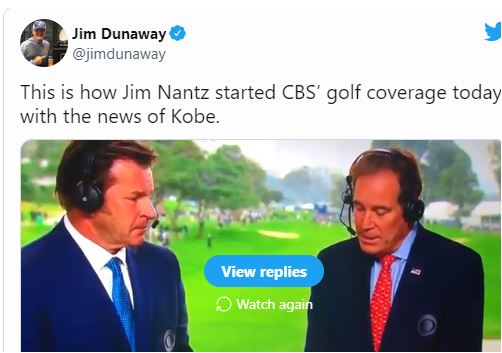 Jim Nantz reacting to Kobe Brant’s death