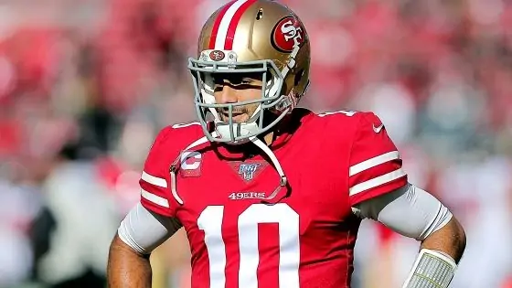 Jimmy Garoppolo, jersey number 10, is playing for the San Francisco 49ers. (Source: Instagram @jimmypolo10)