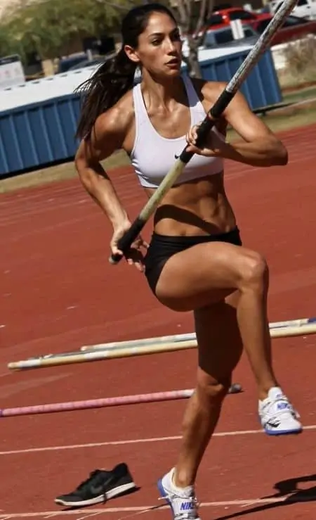 Allison Stokke practicing before the main event